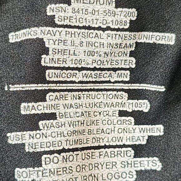 Unicor Navy Trunks Fully Lined 8" Nylon Poly Physical Fitness Uniform Size M - Picture 14 of 16